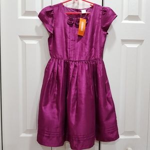 NWT GYMBOREE Girls Formal Magenta Dress 10 Plum Party 8 9 Flowers Short Sleeve